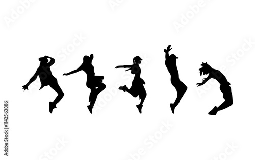 vector set of silhouettes of people dancing in the dark.A collection of romantic couple silhouettes on a white backdrop.

