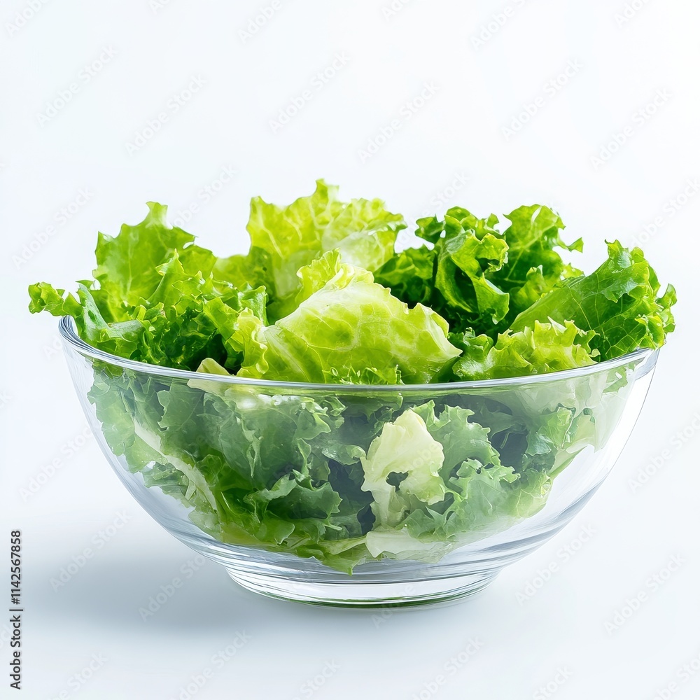 Fresh and vibrant green lettuce leaves arranged in a clear glass bowl, perfect for salads or healthy meals. Fresh and vibrant green lettuce leaves arranged in a clear glass bowl, perfect for salads or healthy meals.