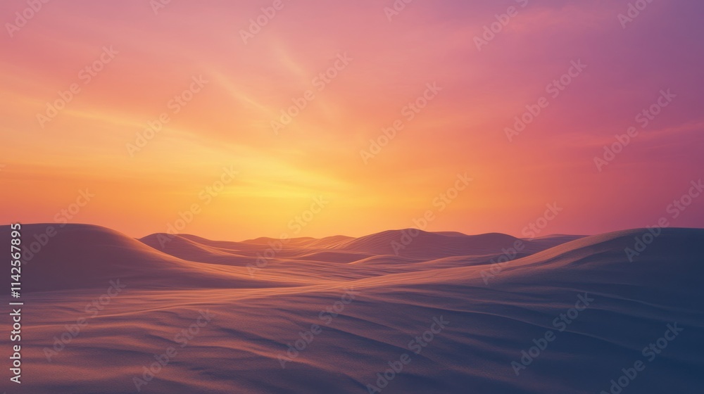 Serene desert landscape at sunset with soft hues of purple and orange. Serene desert landscape at sunset with soft hues of purple and orange.
