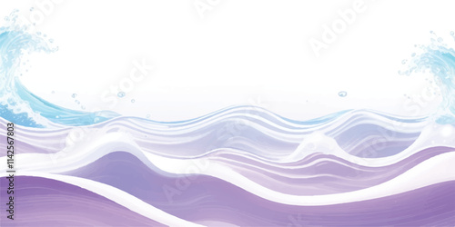 "Serene Ocean Flow: Abstract Watercolor Waves: A tranquil watercolor texture in soft purple and white, representing calm ocean waves, perfect for creative banners, digital art, and abstract designs."
