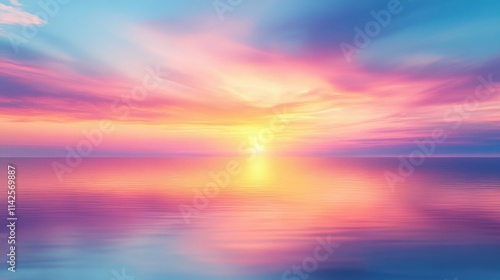 Beautiful sunset over calm waters with vibrant pink and blue hues reflecting in the sky.