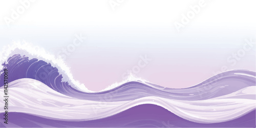 "Serene Ocean Flow: Abstract Watercolor Waves: A tranquil watercolor texture in soft purple and white, representing calm ocean waves, perfect for creative banners, digital art, and abstract designs."
