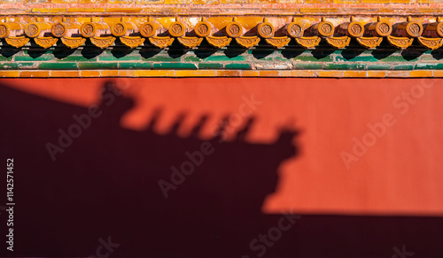 Canvas Print Projection of the eaves on the red wall of the Forbidden City in Beijing