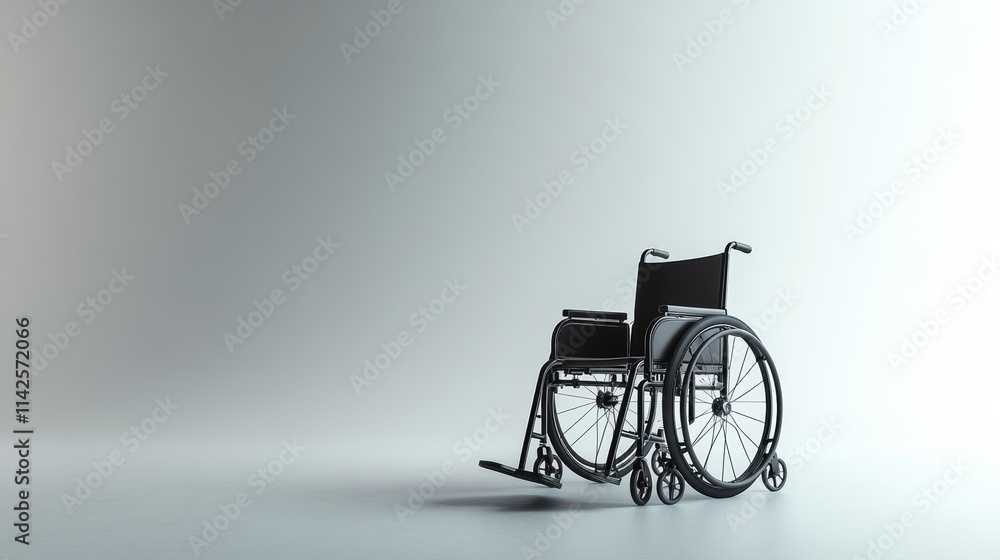 Obraz premium a wheelchair. white background. offering clear copy space for branding and promotional use. copy text space.