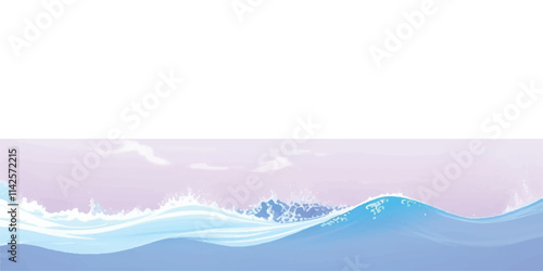"Serene Ocean Flow: Abstract Watercolor Waves: A tranquil watercolor texture in soft purple and white, representing calm ocean waves, perfect for creative banners, digital art, and abstract designs."
