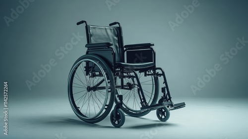 a wheelchair. white background. offering clear copy space for branding and promotional use. copy text space.