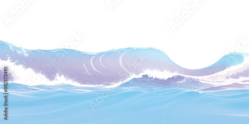 "Serene Ocean Flow: Abstract Watercolor Waves: A tranquil watercolor texture in soft purple and white, representing calm ocean waves, perfect for creative banners, digital art, and abstract designs."
