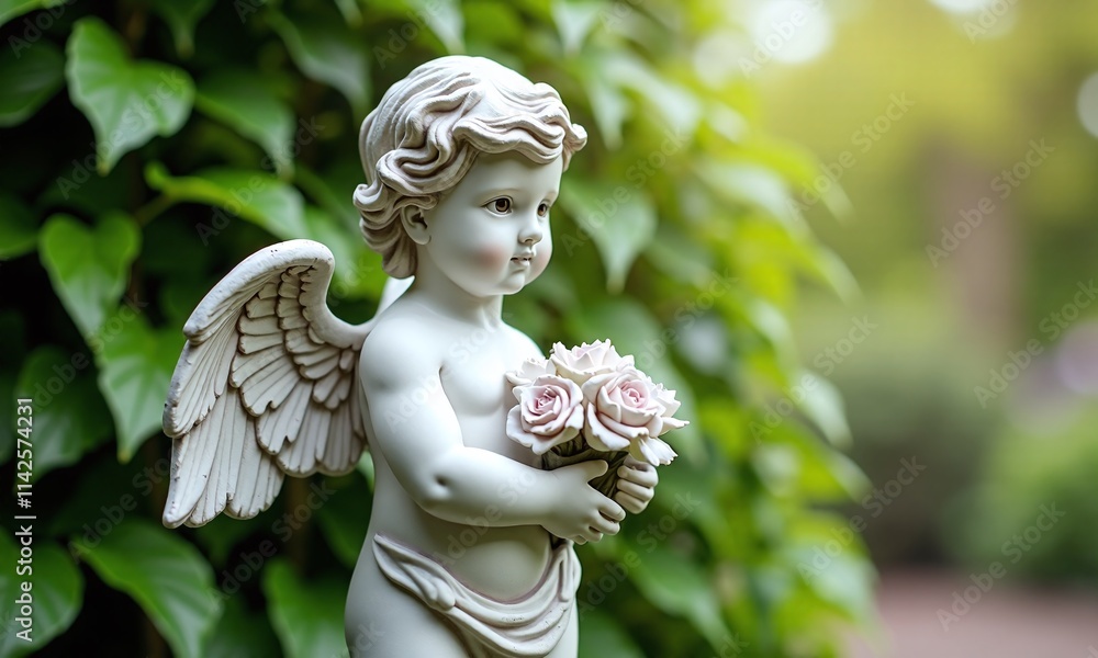 Angel statue cherub white marble garden sculpture holding Angel statue cherub white marble garden sculpture holding