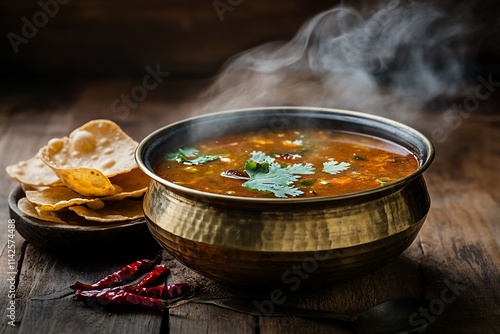 Authentic South Indian Rasam in Traditional Bowl Setting