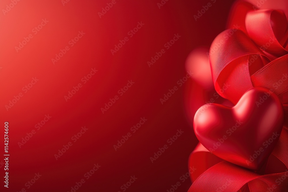 Valentine's day festivities romantic red ribbons and hearts Valentine's day festivities romantic red ribbons and hearts