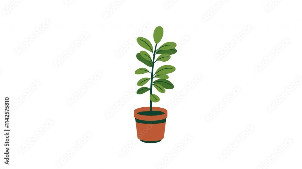 A Vibrant Potted Rubber Plant with Lush Green Leaves, Perfect for Home Decor Inspiration A Vibrant Potted Rubber Plant with Lush Green Leaves, Perfect for Home Decor Inspiration