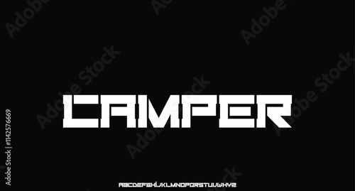 Futuristic vector Font design. Digital Virtual Reality Technology typeface. Letters and Numbers for Computers, Dron Robot Hi-tech themes.
