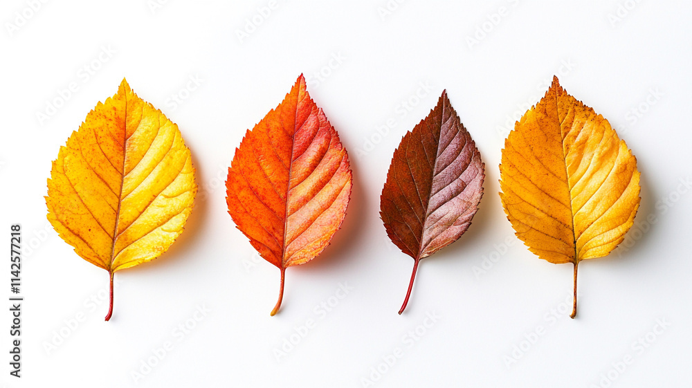 Obraz premium Set of autumn leaves isolated on white background.