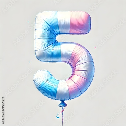 숫자 5 모양 풍선, 파스텔화, jpeg (a balloon in the shape of a number five, pastel painting, jpeg)  photo