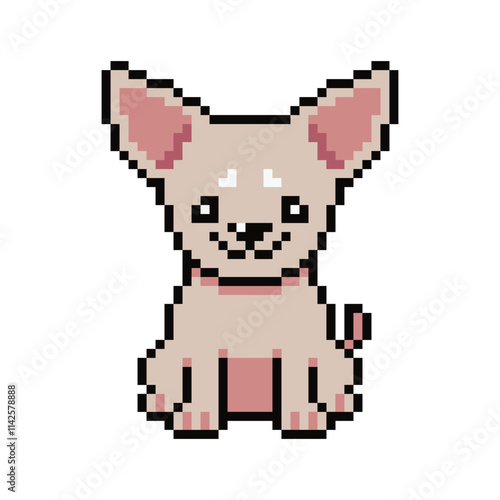 Pixel art cute chihuahua dog vector in retro style for design.