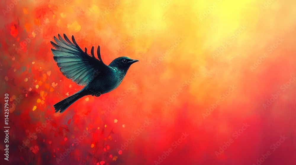 Obraz premium Whimsical Bird Silhouette at Sunset