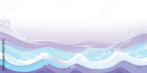 "Ocean Breeze: Purple Watercolor Waves Abstract Design: An abstract watercolor representation of ocean waves in soothing purple and white tones, ideal for serene, ocean-themed backgrounds