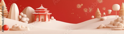 Red Chinese New Year Landsc...
