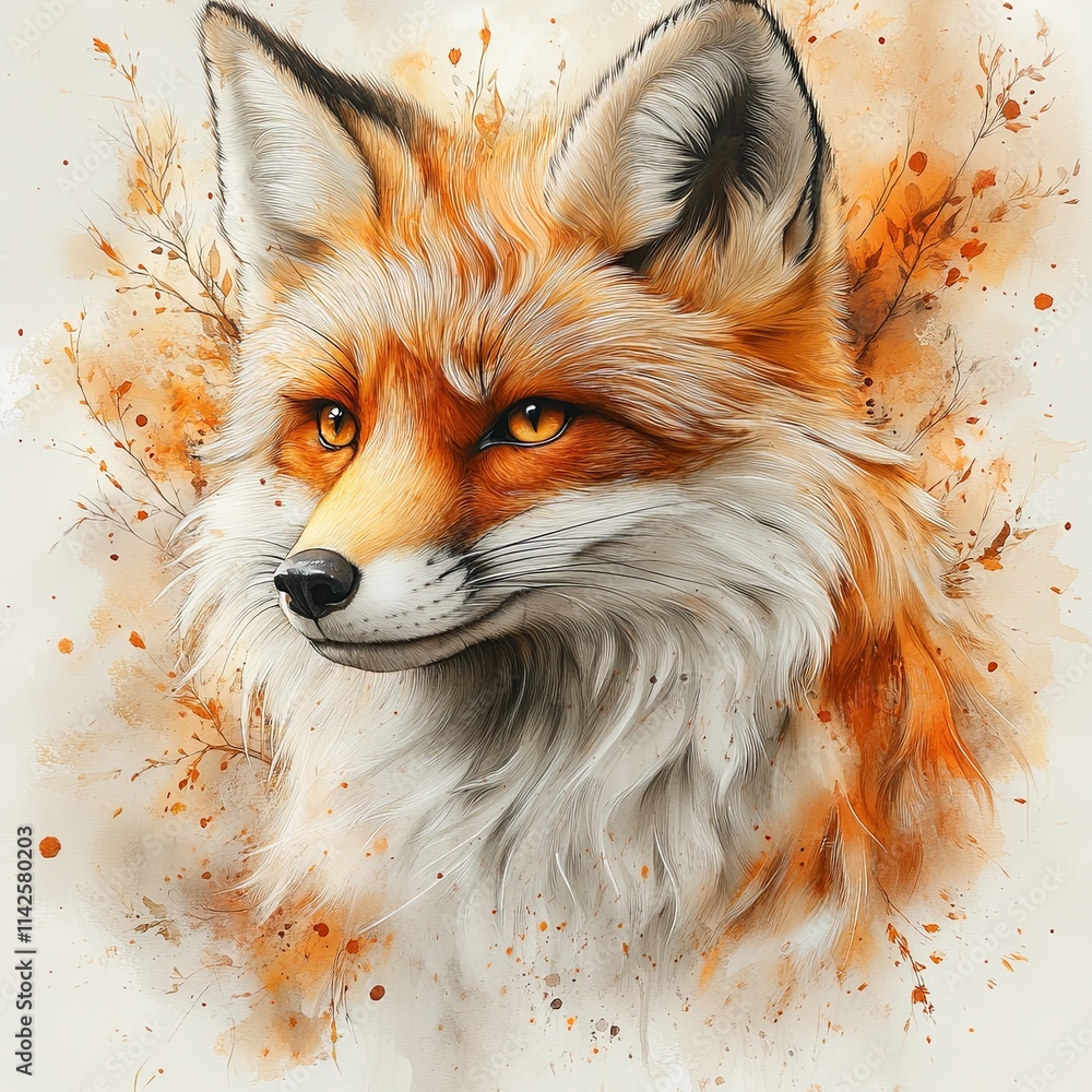 Obraz premium Whimsical Watercolor Portrait of a Fox