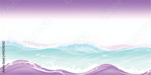 "Abstract Water Waves in Soft Purple Tones: A unique watercolor design featuring ocean waves in soft purple hues and gentle white accents, perfect for ocean-inspired abstract graphics."
