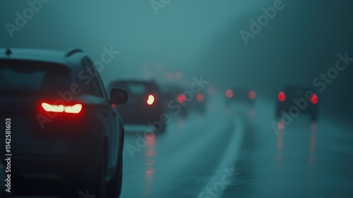 視界不良の雨天ドライブシーン photo