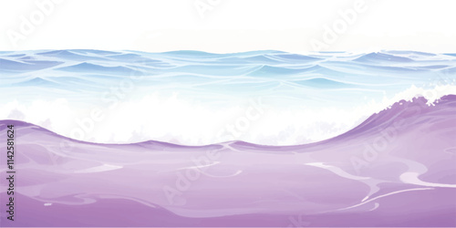 "Abstract Water Waves in Soft Purple Tones: A unique watercolor design featuring ocean waves in soft purple hues and gentle white accents, perfect for ocean-inspired abstract graphics."
