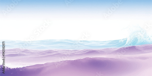 "Abstract Water Waves in Soft Purple Tones: A unique watercolor design featuring ocean waves in soft purple hues and gentle white accents, perfect for ocean-inspired abstract graphics."
