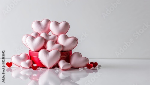 Red Box with Gift and Hearts