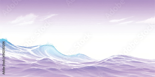 Soothing Water Waves in Purple & White: A calm and abstract watercolor ocean wave design featuring gentle purple and white tones, ideal for a soft, tranquil background for any project."
