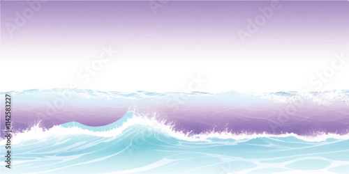Soothing Water Waves in Purple & White: A calm and abstract watercolor ocean wave design featuring gentle purple and white tones, ideal for a soft, tranquil background for any project."
