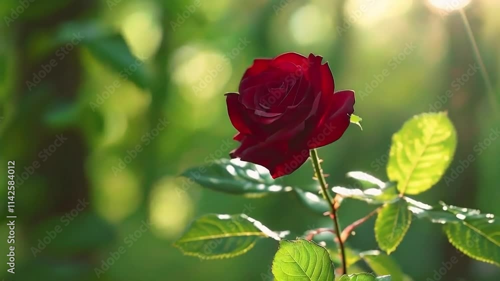 Stunning Red Rose Blooming in Sunlight: Nature's Beauty Stunning Red Rose Blooming in Sunlight: Nature's Beauty