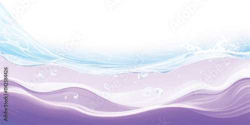 Soothing Water Waves in Purple & White: A calm and abstract watercolor ocean wave design featuring gentle purple and white tones, ideal for a soft, tranquil background for any project."
