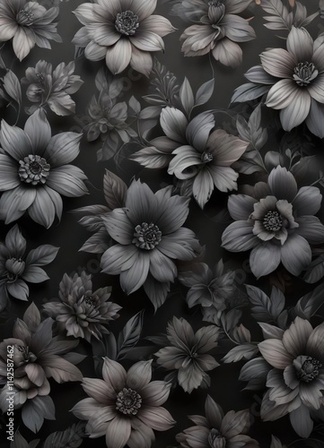 Wallpaper Mural Sleek charcoal patterned wallpaper featuring a bold floral design, charcoal, home improvement Torontodigital.ca