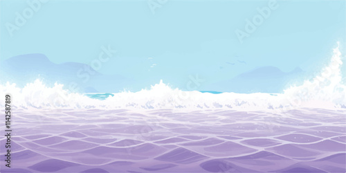 "Purple Ocean: Fluid Abstract Watercolor Wave Texture: Soft and fluid watercolor waves in shades of purple and white, perfect for banners, digital art, or any ocean-inspired graphic design project."