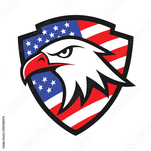 Wallpaper Mural Eagle Head Logo in Shield with American Flag - Vector Art Illustration Torontodigital.ca