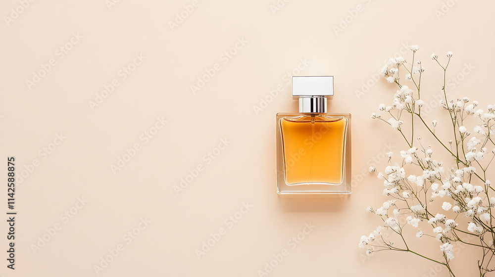 A glass bottle of square perfume with light and shadow, showcasing elegance and sophistication, capturing the interplay of light on transparent surfaces, highlighting the beauty of minimalist design a A glass bottle of square perfume with light and shadow, showcasing elegance and sophistication, capturing the interplay of light on transparent surfaces, highlighting the beauty of minimalist design a