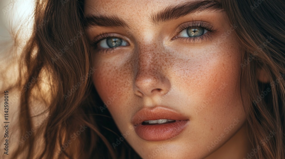 Young Woman with Freckles and Naturally Beautiful Features Young Woman with Freckles and Naturally Beautiful Features