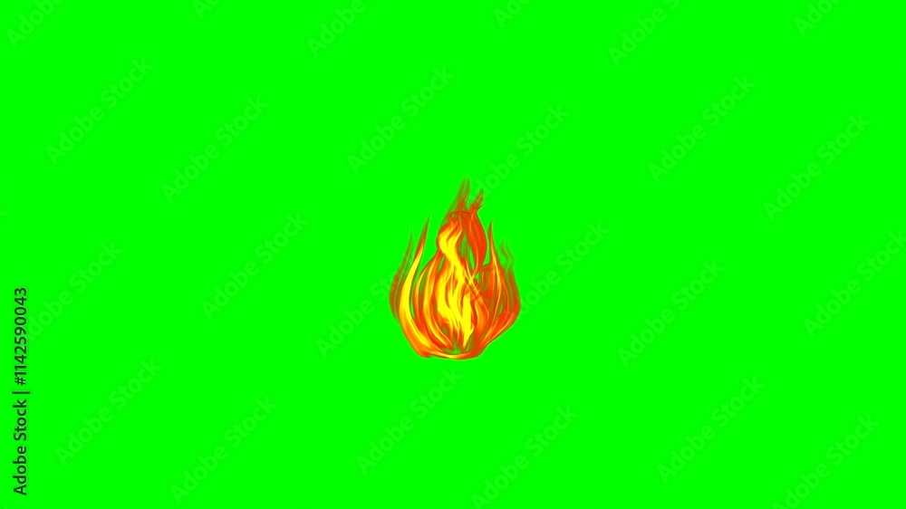 Animation of fire flames in a hand drawn style, on a green chromakey background for insertion. Animation of fire flames in a hand drawn style, on a green chromakey background for insertion.