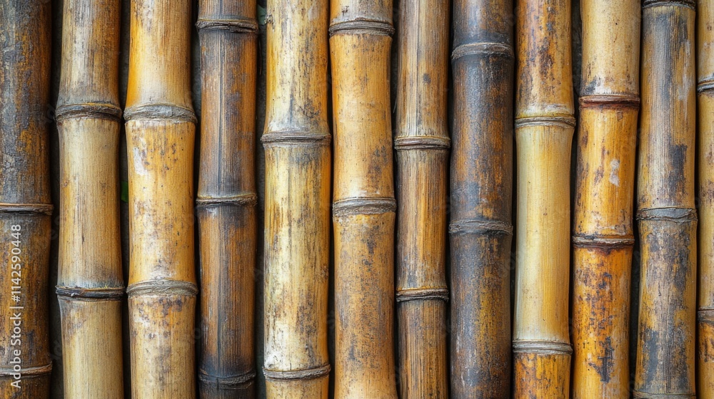 Golden Brown Bamboo Stalks Arranged Vertically Golden Brown Bamboo Stalks Arranged Vertically
