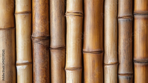 Close Up View Of Multiple Brown Bamboo Stalks