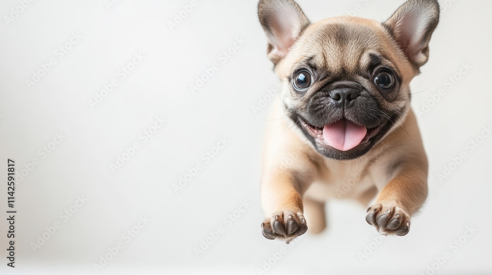 Charming little pug running and leaping. feeling happiness and enjoy against white studio background. Charming little pug running and leaping. feeling happiness and enjoy against white studio background.