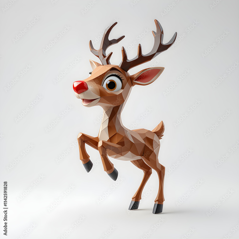 Cheerful Cartoon Reindeer Against a Simple Background Cheerful Cartoon Reindeer Against a Simple Background