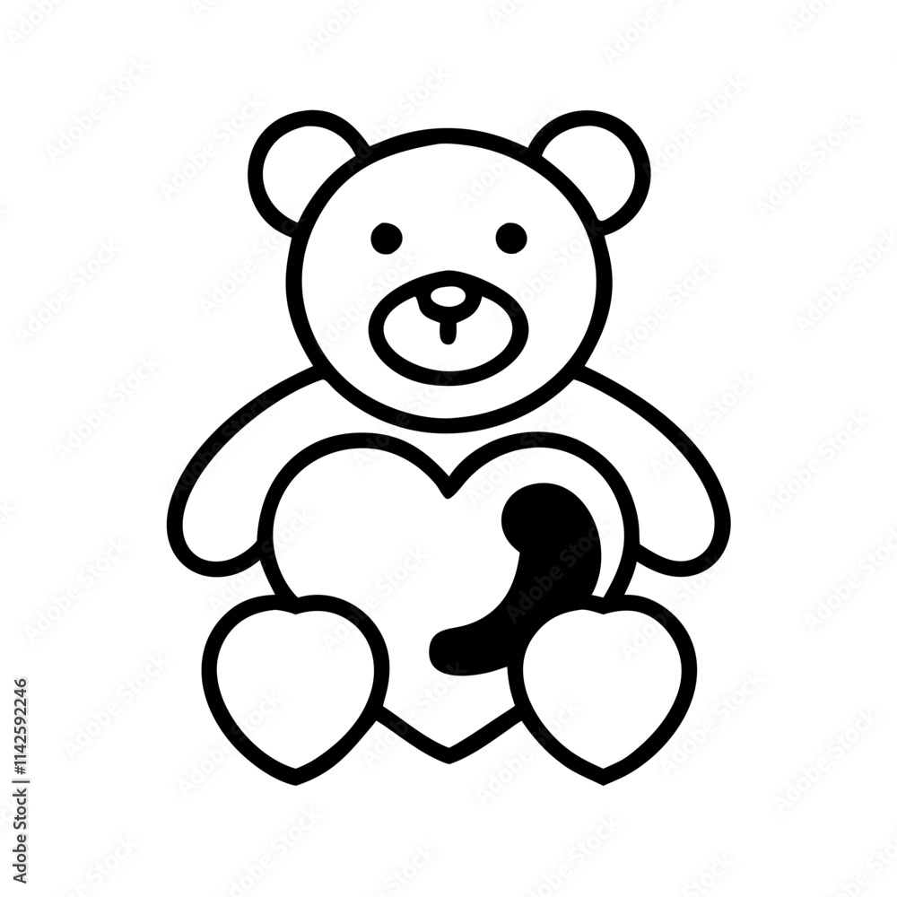 Obraz premium Cute teddy bear holding a heart in playful design