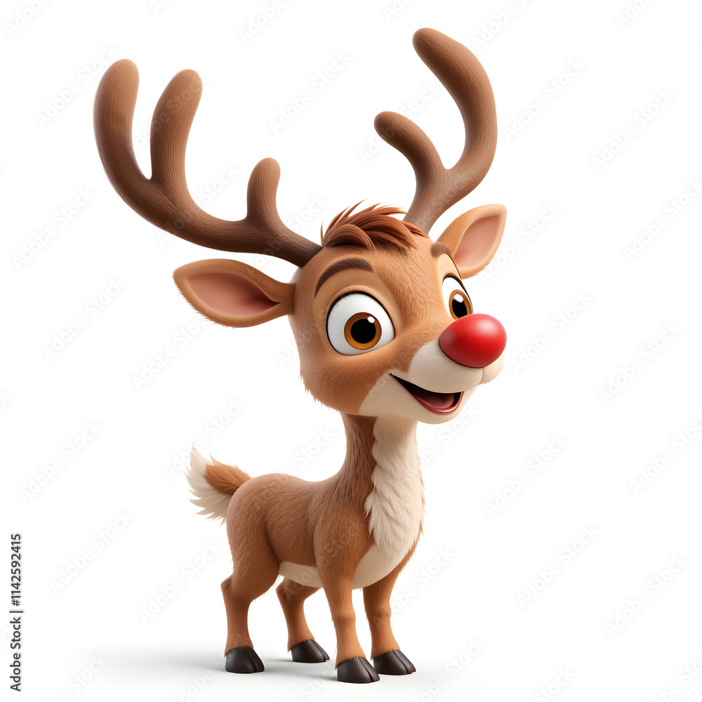 Cheerful Cartoon Reindeer Against a Simple Background Cheerful Cartoon Reindeer Against a Simple Background