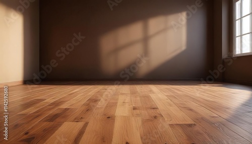 Wallpaper Mural Sunlight illuminating wooden floor and brown wall of a room, bright sunshine, hardwood Torontodigital.ca