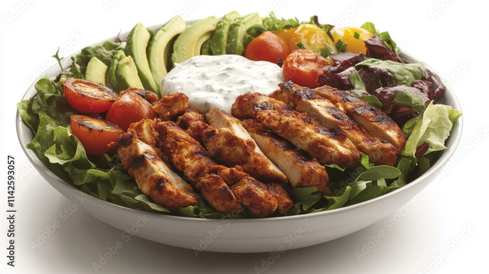 Grilled Chicken Salad with Fresh Vegetables and Creamy Dressing Grilled Chicken Salad with Fresh Vegetables and Creamy Dressing