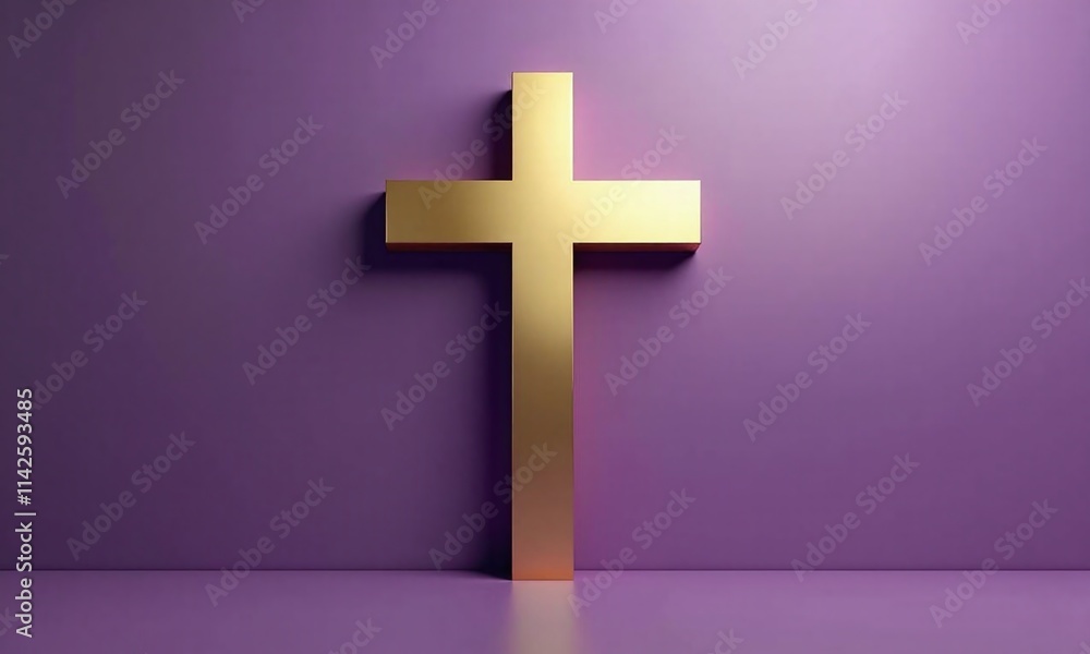 Obraz premium Golden cross studio background 3D rendering minimalist religious