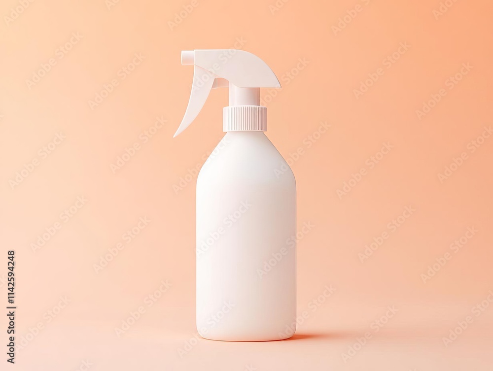 Elegant spray bottle mockup with a smooth frosted surface, centered on a warm gradient studio background with soft highlights Elegant spray bottle mockup with a smooth frosted surface, centered on a warm gradient studio background with soft highlights