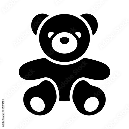 Teddy bear icon. Simple vector plushie bear toy illustration.