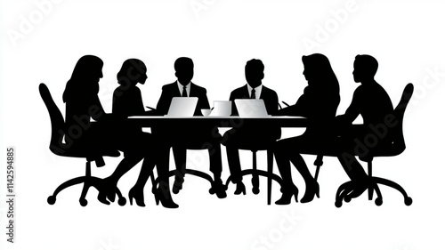 
Business brainstorming session with diverse team members. Vector icon